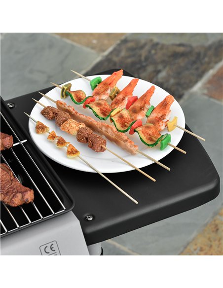 Outsunny 2 Burner Gas BBQ Trolley with Lid, 5.6 kW Gas Barbecue Grill with Wheels, Side Shelves, Grey - pic 126019 | FastDaddyshop
