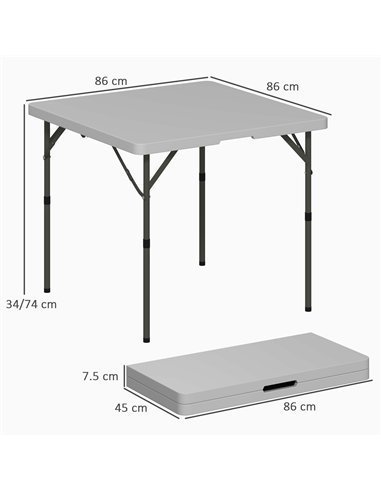 Outsunny 3ft Folding Camping Table, Heavy Duty Picnic Table with 2 Adjustable Height for Indoor Outdoor Garden, Party, BBQ, Dark