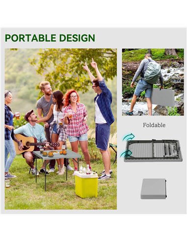 Outsunny 3ft Folding Camping Table, Heavy Duty Picnic Table with 2 Adjustable Height for Indoor Outdoor Garden, Party, BBQ, Dark