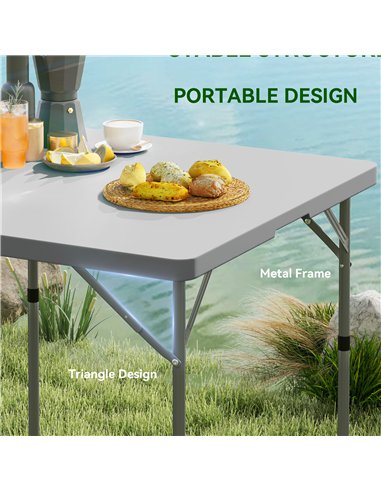 Outsunny 3ft Folding Camping Table, Heavy Duty Picnic Table with 2 Adjustable Height for Indoor Outdoor Garden, Party, BBQ, Dark