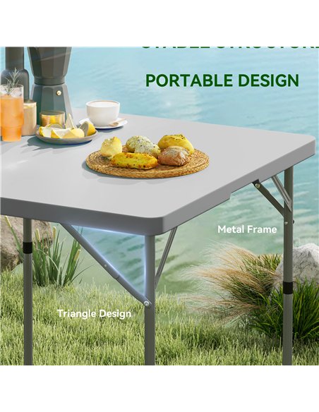 Outsunny 3ft Folding Camping Table, Heavy Duty Picnic Table with 2 Adjustable Height for Indoor Outdoor Garden, Party, BBQ, Dark - pic 126025 | FastDaddyshop