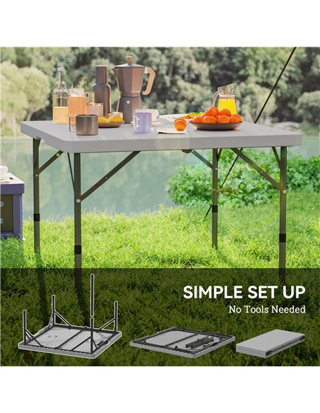 Outsunny 3ft Folding Camping Table, Heavy Duty Picnic Table with 2 Adjustable Height for Indoor Outdoor Garden, Party, BBQ, Dark - pic 126027 | FastDaddyshop