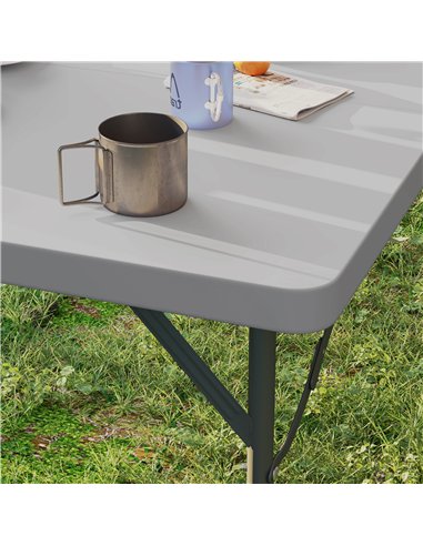 Outsunny 3ft Folding Camping Table, Heavy Duty Picnic Table with 2 Adjustable Height for Indoor Outdoor Garden, Party, BBQ, Dark