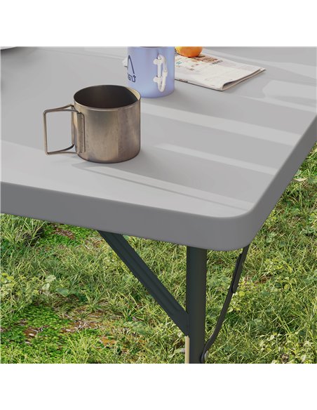 Outsunny 3ft Folding Camping Table, Heavy Duty Picnic Table with 2 Adjustable Height for Indoor Outdoor Garden, Party, BBQ, Dark - pic 126029 | FastDaddyshop