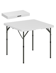 Outsunny 3ft Folding Camping Table, Heavy Duty Picnic Table with 2 Adjustable Height for Indoor Outdoor Garden, Party, BBQ, Whit