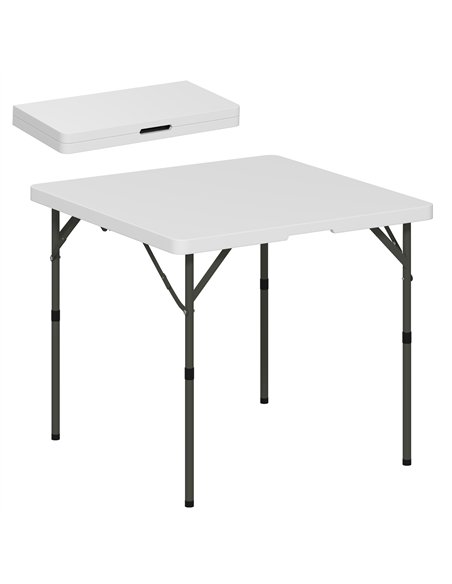 Outsunny 3ft Folding Camping Table, Heavy Duty Picnic Table with 2 Adjustable Height for Indoor Outdoor Garden, Party, BBQ, Whit - pic 126030 | FastDaddyshop