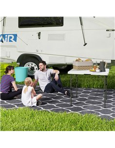 Outsunny 3ft Folding Camping Table, Heavy Duty Picnic Table with 2 Adjustable Height for Indoor Outdoor Garden, Party, BBQ, Whit 2