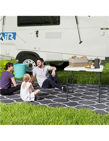 Outsunny 3ft Folding Camping Table, Heavy Duty Picnic Table with 2 Adjustable Height for Indoor Outdoor Garden, Party, BBQ, Whit