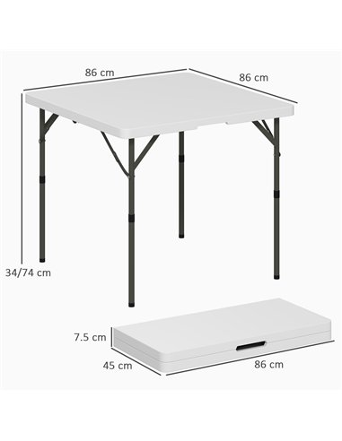 Outsunny 3ft Folding Camping Table, Heavy Duty Picnic Table with 2 Adjustable Height for Indoor Outdoor Garden, Party, BBQ, Whit