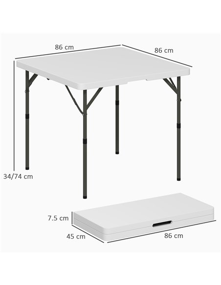 Outsunny 3ft Folding Camping Table, Heavy Duty Picnic Table with 2 Adjustable Height for Indoor Outdoor Garden, Party, BBQ, Whit - pic 126032 | FastDaddyshop