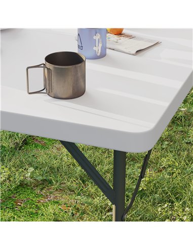 Outsunny 3ft Folding Camping Table, Heavy Duty Picnic Table with 2 Adjustable Height for Indoor Outdoor Garden, Party, BBQ, Whit