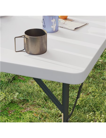 Outsunny 3ft Folding Camping Table, Heavy Duty Picnic Table with 2 Adjustable Height for Indoor Outdoor Garden, Party, BBQ, Whit - pic 126038 | FastDaddyshop