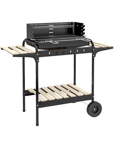 Outsunny Charcoal Barbecue Grill with Adjustable Grill Height, Portable BBQ Trolley with Ash Catcher and Wheels for Outdoor Gard - pic 126039 | FastDaddyshop