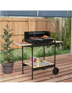 Outsunny Charcoal Barbecue Grill with Adjustable Grill Height, Portable BBQ Trolley with Ash Catcher and Wheels for Outdoor Gard 2