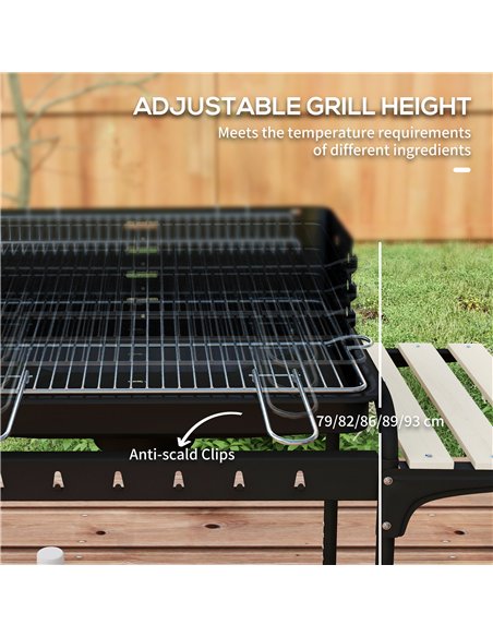 Outsunny Charcoal Barbecue Grill with Adjustable Grill Height, Portable BBQ Trolley with Ash Catcher and Wheels for Outdoor Gard - pic 126043 | FastDaddyshop