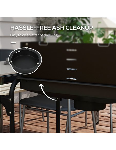 Outsunny Charcoal Barbecue Grill with Adjustable Grill Height, Portable BBQ Trolley with Ash Catcher and Wheels for Outdoor Gard - pic 126045 | FastDaddyshop
