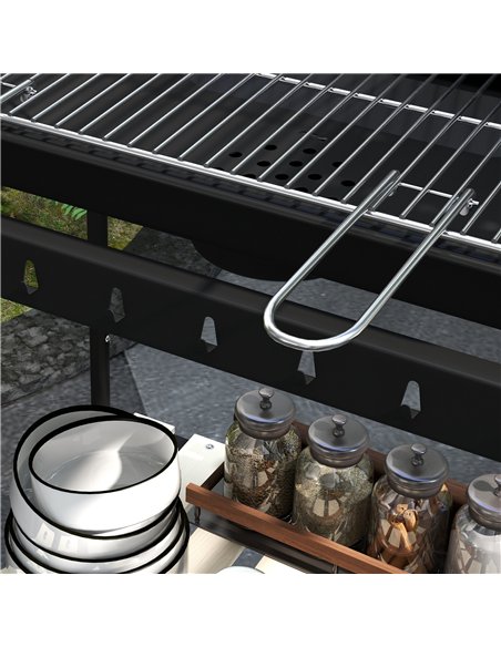 Outsunny Charcoal Barbecue Grill with Adjustable Grill Height, Portable BBQ Trolley with Ash Catcher and Wheels for Outdoor Gard - pic 126047 | FastDaddyshop