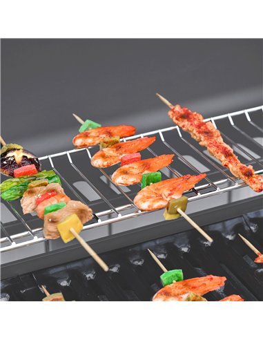 Outsunny 6+1 Burner Gas BBQ Grill, Outdoor Barbecue Trolley with Wheels, Warming Rack, Side Shelves, Cabinet, Thermometer for Ga