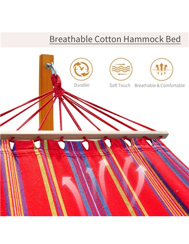 Outsunny Garden Outdoor Patio Standing Frame Wooden Hammock with Arc Stand - Multi-Colour