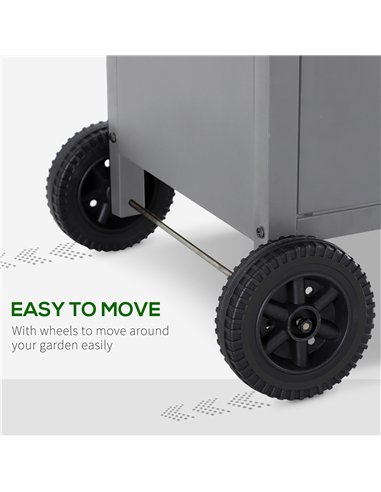 Outsunny 4+1 Burner Gas BBQ Grill, Outdoor Barbecue Trolley with Wheels, Warming Rack, Side Shelves, Cabinet, Thermometer for Ga