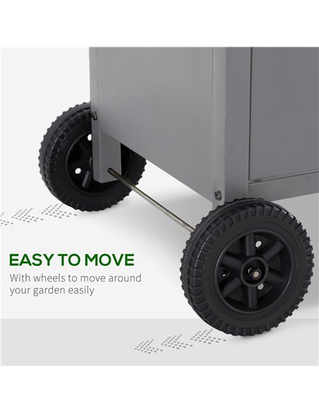 Outsunny 4+1 Burner Gas BBQ Grill, Outdoor Barbecue Trolley with Wheels, Warming Rack, Side Shelves, Cabinet, Thermometer for Ga - pic 126072 | FastDaddyshop