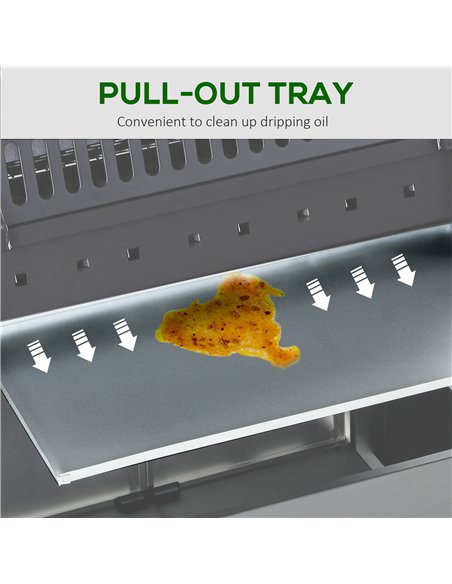 Outsunny 4+1 Burner Gas BBQ Grill, Outdoor Barbecue Trolley with Wheels, Warming Rack, Side Shelves, Cabinet, Thermometer for Ga - pic 126074 | FastDaddyshop