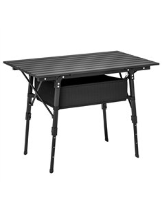 Outsunny Folding Camping Table, 90 x 55 cm Height Adjustable Portable Collapsible Table, 3ft Lightweight Aluminium Rollup Picnic