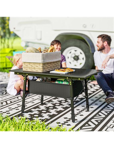 Outsunny Folding Camping Table, 90 x 55 cm Height Adjustable Portable Collapsible Table, 3ft Lightweight Aluminium Rollup Picnic - pic 126076 | FastDaddyshop
