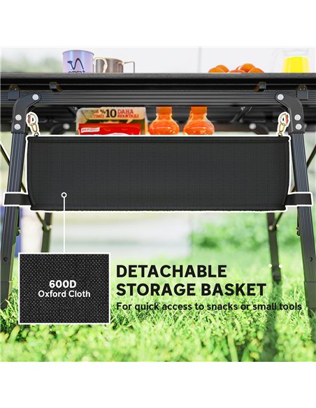 Outsunny Folding Camping Table, 90 x 55 cm Height Adjustable Portable Collapsible Table, 3ft Lightweight Aluminium Rollup Picnic - pic 126078 | FastDaddyshop
