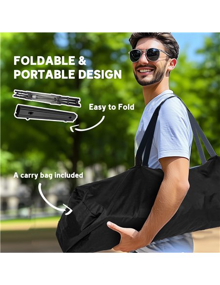 Outsunny Folding Camping Table, 90 x 55 cm Height Adjustable Portable Collapsible Table, 3ft Lightweight Aluminium Rollup Picnic - pic 126081 | FastDaddyshop