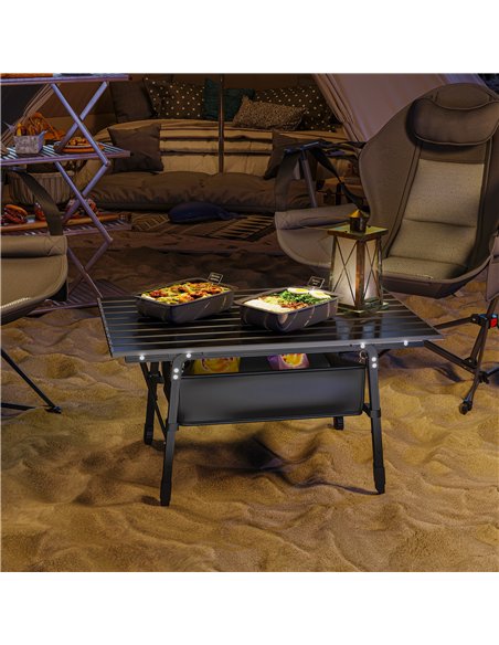 Outsunny Folding Camping Table, 90 x 55 cm Height Adjustable Portable Collapsible Table, 3ft Lightweight Aluminium Rollup Picnic - pic 126082 | FastDaddyshop