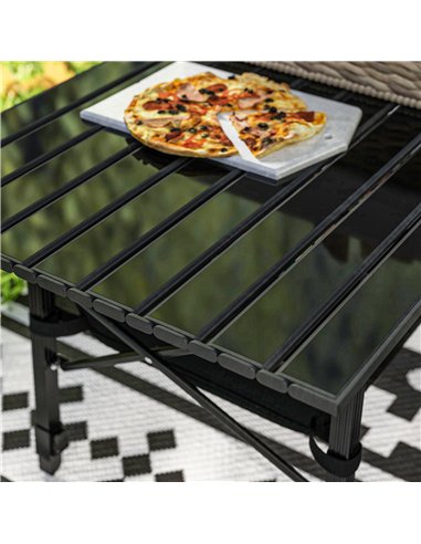 Outsunny Folding Camping Table, 90 x 55 cm Height Adjustable Portable Collapsible Table, 3ft Lightweight Aluminium Rollup Picnic