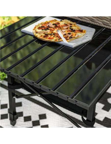 Outsunny Folding Camping Table, 90 x 55 cm Height Adjustable Portable Collapsible Table, 3ft Lightweight Aluminium Rollup Picnic - pic 126083 | FastDaddyshop