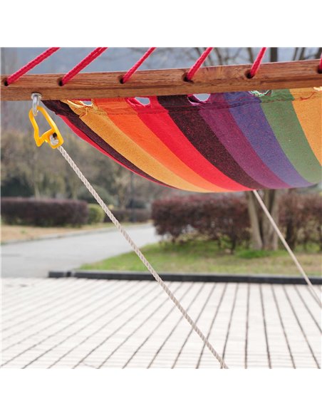Outsunny Garden Outdoor Patio Standing Frame Wooden Hammock with Arc Stand - Multi-Colour - pic 12609 | FastDaddyshop
