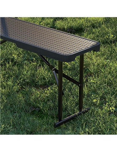 Outsunny Folding Picnic Table and Bench Set, Rattan Effect Portable Camping Table and Chairs with Carrying Handles for Indoor Ou