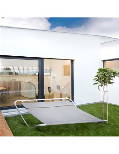 Outsunny Outdoor Double Rocking Bed Hammock-Grey