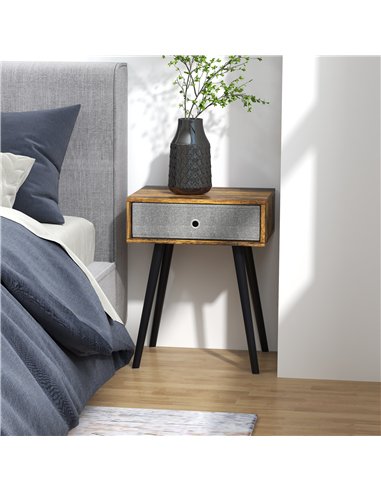 HOMCOM Bedside Table Set of 2, Industrial Nightstand, Tall End Table with Removable Fabric Drawer, Retro Chic Side Table Accent 