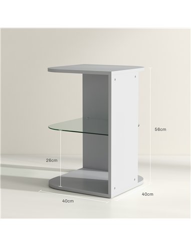 HOMCOM Modern Side Table Set of 2, Three Layer Bedside Table Nightstand with 2 Storage Shelves, for Living room, Bedroom, Grey
