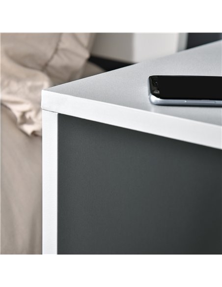 HOMCOM Modern Side Table Set of 2, Three Layer Bedside Table Nightstand with 2 Storage Shelves, for Living room, Bedroom, Grey - pic 126127 | FastDaddyshop