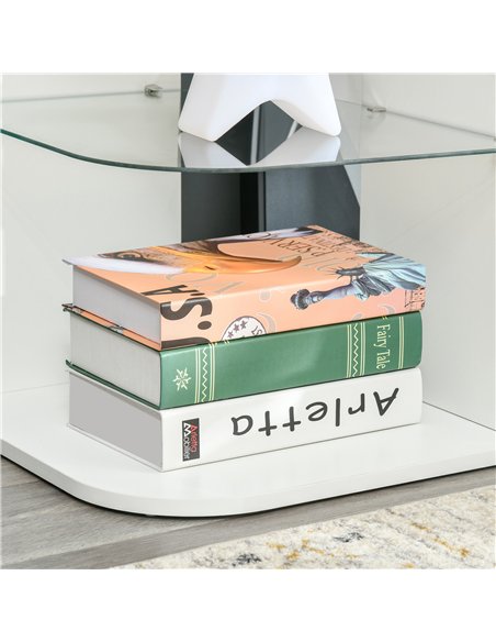 HOMCOM Modern Side Table Set of 2, Three Layer Bedside Table Nightstand with 2 Storage Shelves, for Living room, Bedroom, White - pic 126137 | FastDaddyshop