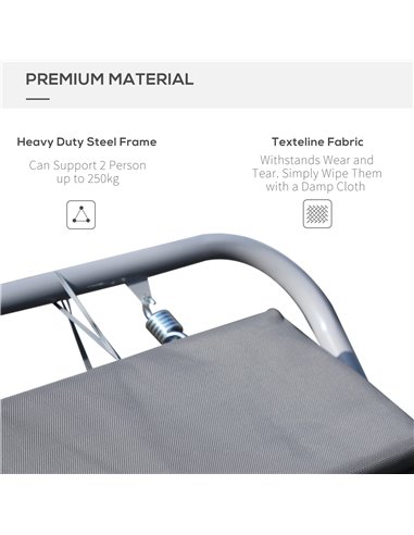 Outsunny Outdoor Double Rocking Bed Hammock-Grey