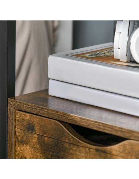 HOMCOM Industrial Side Table Set of 2, Sofa Table with Drawer, Bedside Cabinet with Storage Shelf, Slim Nightstand for Living Ro - pic 126146 | FastDaddyshop
