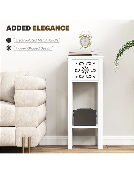 HOMCOM Set of Two Elegant Floral Cut-Out Side Tables - White - pic 126168 | FastDaddyshop