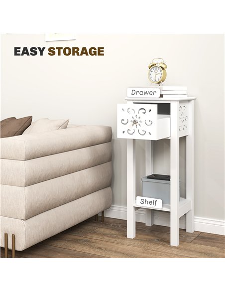 HOMCOM Set of Two Elegant Floral Cut-Out Side Tables - White - pic 126169 | FastDaddyshop