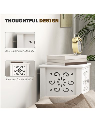 HOMCOM Set of Two Elegant Floral Cut-Out Side Tables - White
