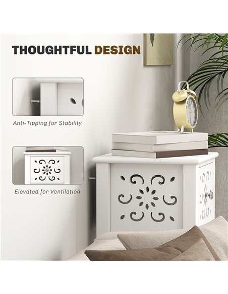 HOMCOM Set of Two Elegant Floral Cut-Out Side Tables - White - pic 126170 | FastDaddyshop