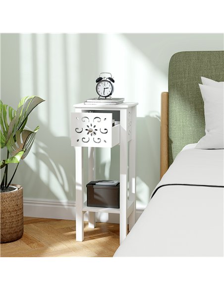 HOMCOM Set of Two Elegant Floral Cut-Out Side Tables - White - pic 126171 | FastDaddyshop