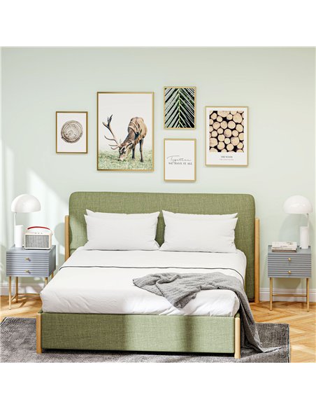 HOMCOM Set of Two Elegant Bedside Tables - Grey/Gold-Tone - pic 126175 | FastDaddyshop