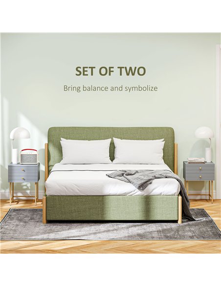 HOMCOM Set of Two Elegant Bedside Tables - Grey/Gold-Tone - pic 126177 | FastDaddyshop