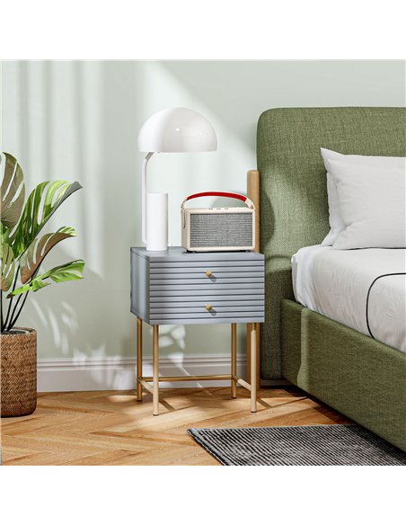HOMCOM Set of Two Elegant Bedside Tables - Grey/Gold-Tone - pic 126180 | FastDaddyshop